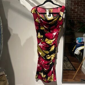 2 for $40 Asymmetrical Slinky Ruched mini Tank Top Dress bold painted florals​